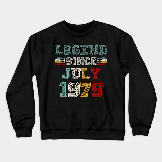 44 Years Old Legend Since July 1979 44th Birthday Crewneck Sweatshirt by Mhoon 